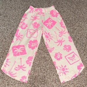 NWT- Zara Kids Tropical Pink and Cream Kids Pajama Pants- Size 9